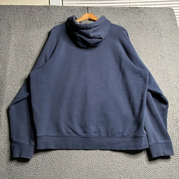 Vtg Nike Hoodie Mens L Navy Blue Y2K Swoosh Embroidered Sweatshirt Silver Tag - Picture 10 of 14